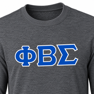 Phi Beta Sigma Charcoal Grey <b>Long</b> <b>Sleeve</b> Tee <b>Shirt</b> with Blue <b>White</b> Greek Letter Print O Neck Casual Pullover Unisex Greek - Product Image 5
