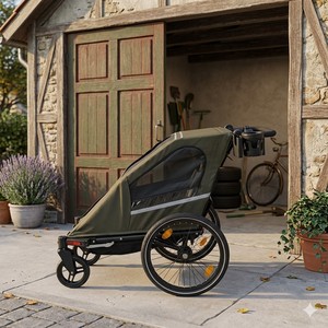 Remolques de bicicleta individuales TC-2024S con tela resistente al agua 600D, cochecito 3 en 1 para aventuras al aire libre - Product Image 6