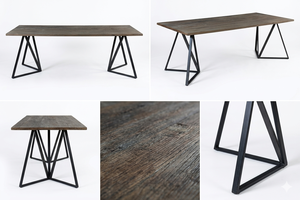 Helen Custom <b>Solid</b> Wood Dining <b>Table</b> Industrial Style <b>Wooden</b> <b>Table</b> with Metal Frame for Hotel Cafe Interior Projects - Product Image 5