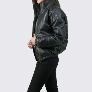 Servicio OEM, Chaqueta de Cuero para Mujer, Invierno, Transpirable, Color Sólido, con Cierre de Cremallera, Talla XL, Chaquetas Vintage, Suministro al por Mayor - Product Image 2