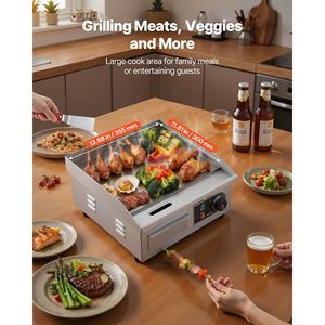 Piastra Elettrica Commerciale in Acciaio Inox da Banco 35,4 x 30 cm, Temperatura Regolabile da 122-570 Gradi F, Attrezzatura Professionale - Product Image 2