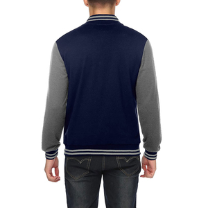<b>Mens</b> Modern Varsity <b>Jacket</b> Lightweight Warm Fashion Outerwear Snap Front Rib Collar <b>Long</b> Sleeve Daily Wear Custom OEM ODM - Product Image 2