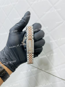 Reloj de Pulsera de Lujo para Hombre, Estilo Hip Hop, con Esfera Marrón de Acero Inoxidable, Bisel con Diamantes Moissanite VVS, Diseño Brillante - Product Image 2