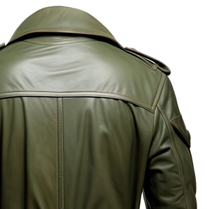 Custom Design Fashion Classic Leather Motorcycle <b>Jacket</b> OEM Front Men <b>Slim</b> <b>Fit</b> Genuine Cowhide Skin Coat Streetwear Windproof - Product Image 4