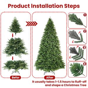 Albero di Natale Artificiale Premium da 6,5 Piedi, 2356 Punte in PE e PVC, Non Illuminato, Albero Natalizio Completo con Cerniere in Metallo e Base Pieghevole - Product Image 4