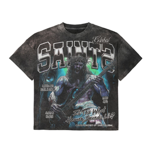 Custom Printed Heavy Stonewashed Baggy <b>Shirt</b> Acid Wash Vintage O Neck Oversized Loose Fit Retro Streetwear Hip Hop <b>Y2K</b> Front - Product Image 4