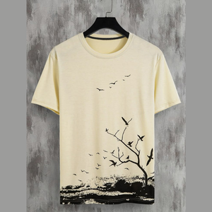 Men's Plus Size White T-Shirt Palm <b>Tree</b> Print O Neck Short Sleeve Casual 100% Cotton Front 200g Silk Screen Printed Custom Brand - Product Image 5