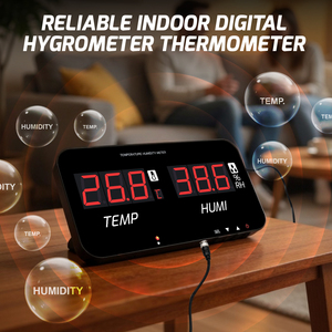Higrómetro y Termómetro Digital para Interiores con Sensor Externo de 5 Metros, Pantalla LED Grande con Alarma de Temperatura Alta/Baja y Puerto de Salida de 3.5 mm - Product Image 5