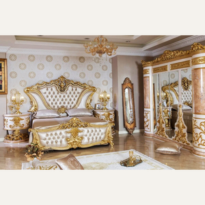 เตียงหุ้มเบาะหรูหราสไตล์ยุโรปคลาสสิก ทำจากไม้มะฮอกกานีแท้  เฟอร์นิเจอร์ห้องนอนอพาร์ทเมนท์สั่งทำพิเศษ - Product Image 2