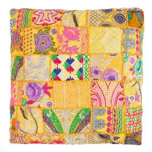 Vintage Bohemian Patchwork Cotton Floor <b>Pouf</b> Square Cushion Cover Handcrafted Embroidered Seat for Living Room - Product Image 5