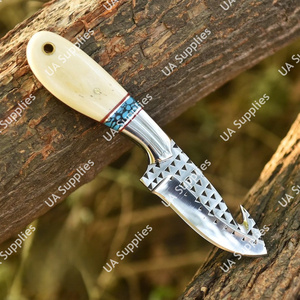 UA Supplies Couteau de boucher artisanal en acier pour fermeur de chevaux, usage industriel, extérieur et camping, avec manche en os de chameau, port horizontal, ODM OEM - Product Image 5