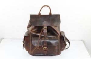 Nouveauté 2026 : Sac à dos pour ordinateur portable en cuir pleine fleur fait main pour femme, style rétro britannique, marron décontracté - Product Image 3