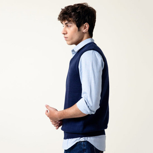 Chaleco de Punto para Hombre, Cuello en V, Color Azul Marino, Sin Mangas, Estilo Casual para Otoño - Product Image 2