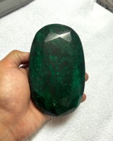 Opale ovale chauffée de laboratoire, taillée à facettes, verte, avec jeu de couleurs et effet de feu, 5000 carats, pour la décoration d'ongles