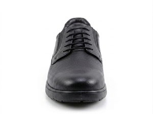 Chaussures habillées Oxford noires en cuir pleine fleur pour hommes Dlords, à lacets, bout pointu, semelle extérieure EVA amortie, pour le bureau et les occasions professionnelles, toutes saisons, style Penny - Product Image 3