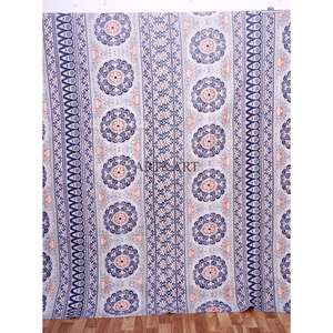 Couvre-lit Kantha indien fait main, 100% coton, imprimé à la main, motif floral, poids du tissu 220g, origine Rajasthan - Product Image 1