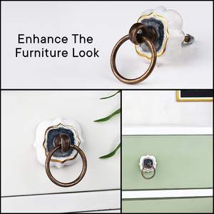 Bulk Vintage <b>Ceramic</b> Ring Pull <b>Knobs</b> Crackle Glaze Drawer Handles Antique Style <b>Cupboard</b> Drop Pull Furniture <b>Knobs</b> - Product Image 5