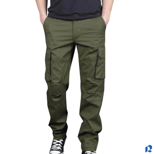 Pantalones Cargo Rectos Ligeros para Hombre, Duraderos, Ecológicos, Transpirables, Casuales, de Estilo Urbano, en Poliéster/Algodón Oscuro, Personalizables - Product Image 4