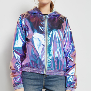 Customizable reflective Women’s <b>Jacket</b> | Metallic Lightweight <b>Zip</b>-<b>Up</b> <b>Jacket</b> | Wholesale & OEM Options Available - Product Image 1