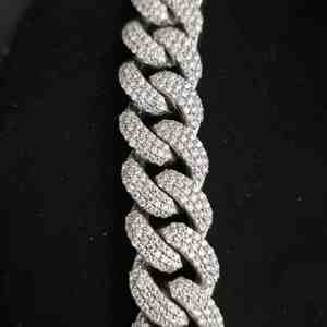 สร้อยคิวบันเพชรแล็บโกรว์ดีไซน์ทันสมัยประดับเพชรเต็มเส้นสำหรับเครื่องประดับฮิปฮอป ทำจากเงินแท้ 925 ขนาด 16 มม. - Product Image 3