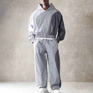 Conjunto de Dos Piezas de Chándal Deportivo con Capucha para Invierno, Cortavientos, Ligero, Holgado, Transpirable, de Secado Rápido, de Algodón Sólido - Product Image 1