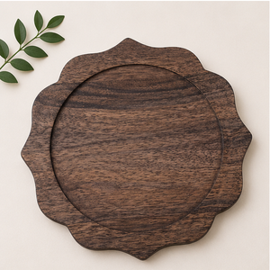 Handcrafted Acacia Wood Charger <b>Plate</b> with Scalloped Rim Rustic Farmhouse <b>Decorative</b> Service <b>Plates</b> for Events Restaurants - Product Image 3