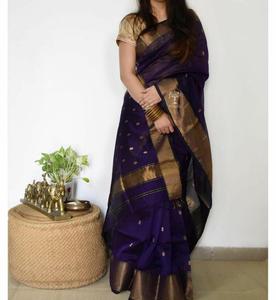 <b>Red</b> Hand Drawn Silk <b>Saree</b> Women Traditional Indian Pakistani Wedding Floor-Length Ethnic Sari Regular Fit All Seasons - Product Image 1