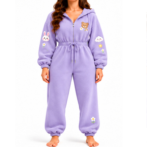 EAZWEARS Mono de Forro Polar para Mujer, Bordado, Traje de Una Pieza, Venta Directa de Fábrica, Fabricante, Proveedor, Marca Privada - Product Image 4
