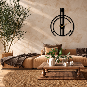 Modern Geometric Metal <b>Wall</b> <b>Clock</b> Contemporary Black Designer <b>Clock</b> with Gold Hands Decorative Round <b>Wall</b> Art for Dining Room - Product Image 6