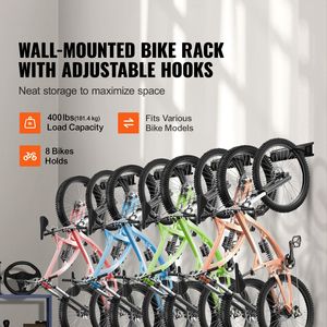 Soporte de Pared Personalizable para 8 Bicicletas y 7 Cascos, Organizador de Bicicletas para Hogar y Garaje, Sistema de Almacenamiento de Bicicletas - Product Image 2