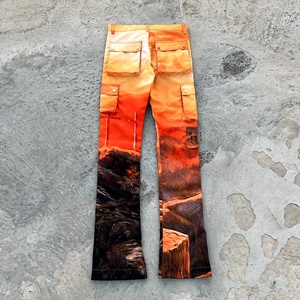 Jean en denim tricoté pour homme grande taille, coupe droite, délavé, coloré, séchage rapide, taille mi-haute, style streetwear décontracté d'été - Product Image 2