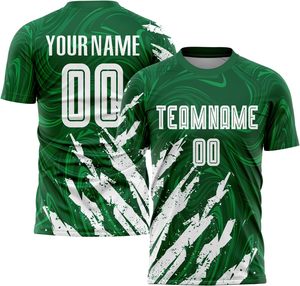 Maillot de football vert personnalisé pour homme, manches courtes, sublimation du nom de l'équipe, polyester respirant, col rond, coupe classique - Product Image 3