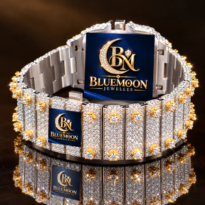 Reloj Cuadrado Blue Moon para Hombre, Estilo Hip Hop, con Incrustaciones de Diamantes, Esfera Romana Analógica, Tono Dorado, Mecánico, de Alta Calidad, con Alarma, Moissanita VVS - Product Image 4