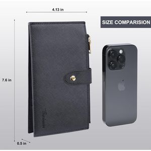 Portefeuille multi-cartes RFID de grande taille pour femmes, avec poche zippée, porte-cartes de crédit - Product Image 3