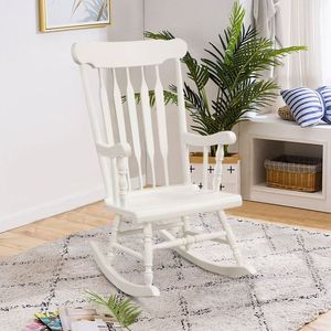 Fauteuil à bascule en bois massif pour jardin et terrasse, mobilier d'extérieur haut de gamme - Product Image 2