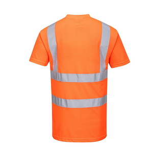 Hi Visibility <b>Orange</b> Reflective Safety Breathable Short Sleeve Workwear T-Shirt Men's Casual Uniform Summer Wear - Product Image 4