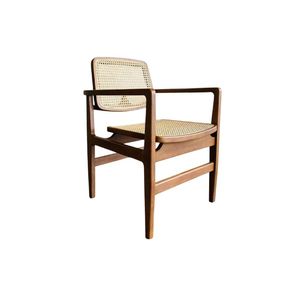 Midcentury Modern Wood Yiro Living Room <b>Chair</b> With <b>Cane</b> Seat And Back Handmade Solid Back Leisure <b>Chair</b> For Home Furniture - Product Image 2
