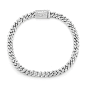 Pulsera de eslabones cubanos de moissanita de 6 mm para hombre y mujer, joyería de lujo estilo hip hop con incrustaciones, brazalete de lujo hecho de oro macizo de 14k - Product Image 1