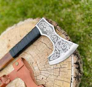 Hacha Vikinga Tomahawk Hecha a Mano, Forjada, OEM, Superventas, 100% Más Vendida, Hacha Vikinga con Logotipo Personalizado, Herramienta de Acero con Alto Contenido de Carbono - Product Image 3
