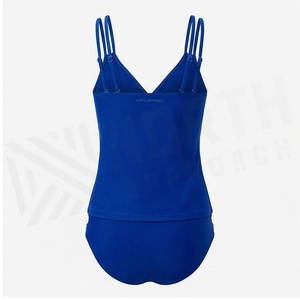 NORTH APPROACH Women One Piece Swimsuit Deep V Neck High Waist Tummy Control Shapewear Blue Solid Color Swimwear - Product Image 2