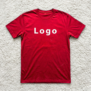 Camisetas de manga corta rojas al por mayor de alta calidad con logotipo personalizado, 100% algodón, ecológicas y antiencogimiento para hombre - Product Image 2