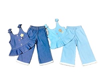 Ensemble 2 pièces en jean lavé 100 % coton respirant pour bébé fille : Haut patchwork sans manches et salopette à bretelles épaules dénudées à pois