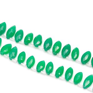Natural Green Onyx Faceted Marquise <b>Beads</b> Side Drilled Gemstone <b>Beads</b> for Jewelry Making 7x12 to 8x13mm 8 Inch Strand Green Onyx - Product Image 2