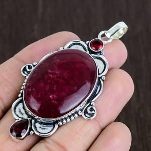 Pendentif délicat en rubis, argent sterling 925, collier tribal fait main, bijoux de luxe, cadeau pour femme - Product Image 3