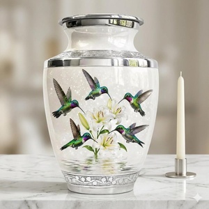 Urna de aluminio con diseño floral, urna de aluminio con patrón de flores, jarrón de aluminio con diseño de rosas, urna de aluminio con diseño de loto. - Product Image 6
