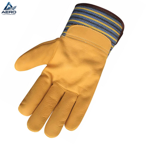 2026 Heavy-Duty Multi-Purpose Striped Canvas & Genuine Leather Safety <b>Gloves</b> for Construction & Material Handling Driver <b>Gloves</b> - Product Image 5