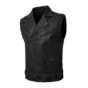 100% Genuine Vintage Leather Motorcycle Biker <b>Vest</b> for Men Fashion Sleeveless Waistcoat - Product Image 2