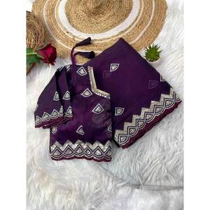 SECUENCIA DE SECUENCIA ATRACTIVA SAREE CON BLUSA COSTADA VINO - Product Image 1