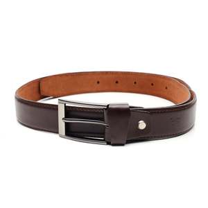 Ceinture décontractée pour homme en cuir véritable, boucle à ardillon en acier rectangulaire, double couture, couleur unie, durable - Product Image 3