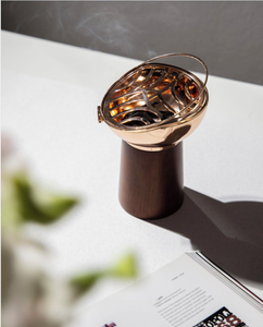 Luxury Wooden <b>Bakhoor</b> Burner Rose Gold Cutout Hinged Lid Elegant <b>Oud</b> Incense Holder Modern Tabletop Home Fragrance Decor - Product Image 5